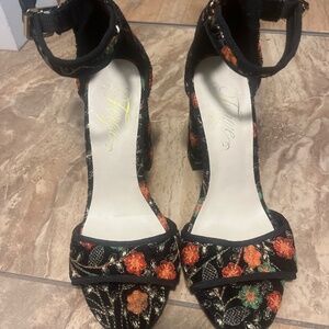Fergie flowered wedge high heels
